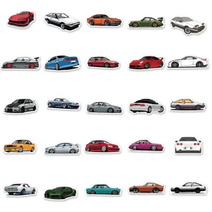 50 Pcs Pegatinas Graffiti Coche JDM Dibujos Animados Impermeables Vinilo para Moto Maleta PC