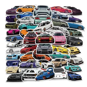 50pcs pegatinas de coche JDM de dibujos animados impermeables de vinilo para moto maleta
