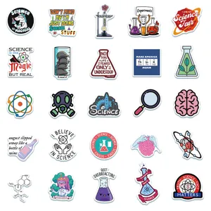 Wissenschaft Cartoon wasserdichte Aufkleber Set, Labor Kolben Skateboard Laptop Sticker 50 Stk