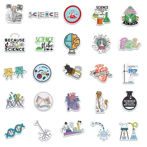 50 Stk. Wissenschaft Labor Cartoon Aufkleber Set wasserdichte Vinyl Sticker für Laptop