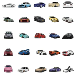 50pcs Pegatinas de Graffiti de Coche JDM de Dibujos Animados Deportivos Impermeables