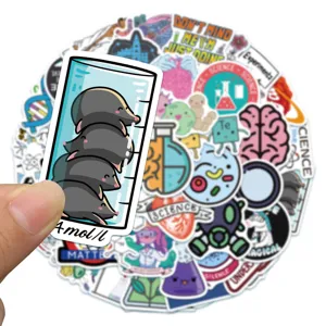 50 Stk. Wissenschaft Labor Cartoon Aufkleber Wasserdichte Vinyls für Laptop Flasche