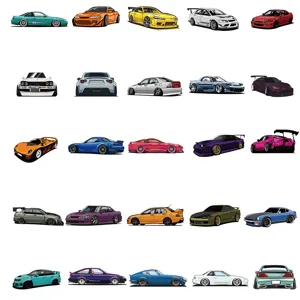 50pcs pegatinas de coche JDM, calcomanías impermeables de carreras deportivas para maleta.