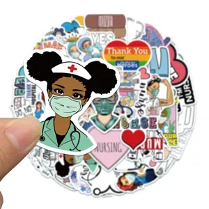 50pcs Autocollants Infirmière Étanches Vinyle Décalcomanies pour Ordinateur Portable Tasse