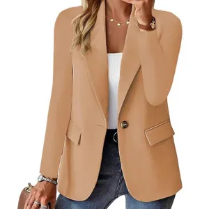 Donna giacca blazer casual slim unita con risvolto e monopetto per ufficio quotidiano