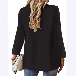 Giacca blazer donna tinta unita elegante maniche lunghe risvolto slim fit moda lavoro casual