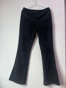 Women solid color high waist slim flare corduroy pants casual trousers elastic waist