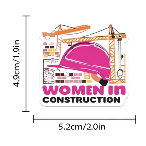 Pegatina de vinilo impermeable con diseño de casco de construcción y grúa para portátil.