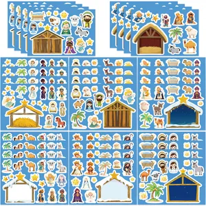 Nativity scene DIY sticker sheets, Christmas manger DIY laptop and journal decals.