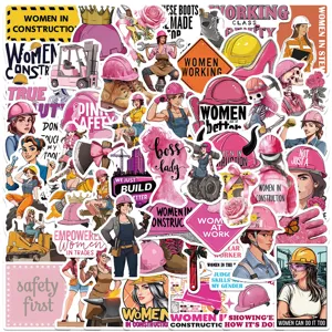 50pcs pegatinas impermeables de mujeres trabajadoras para portatil casco maleta tema