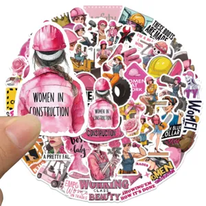 50 pzas pegatinas impermeables de construcción para mujeres casco ordenador maleta