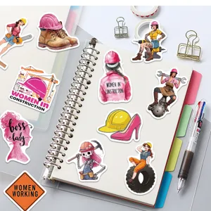 Pegatinas impermeables mujeres en la construcción pegatinas de casco para portátil