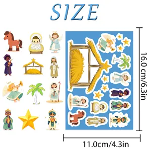 Nativity scene DIY sticker sheet religious theme decorative decals for laptop and notebooks
