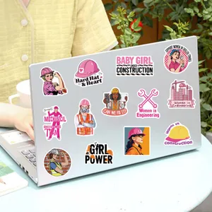 Set de pegatinas de vinilo impermeables con diseños de mujeres ingenieras para decorar ordenadores.