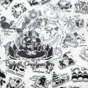 Navidad negro y blanco PET pegatinas decorativas para diarios portátiles regalos