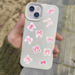 Roze strik stickers schattige esthetische telefoonhoes waterdichte DIY decoratieve decal