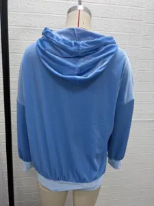 Women solid color velvet long sleeve hoodie casual loose pullover top fashion comfortable