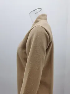 Damen einfarbig Stehkragen Wollmantel Herbst Winter Mode minimalistischer Stil Detailansicht