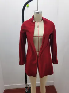 Einfarbiger Stehkragen Wollmantel Damen Herbst Winter Mode lässiger langer Cardigan