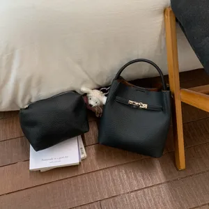 Koreanische Litschi-Muster Eimer Tasche schicke Leder Handtasche Freizeit Umhängetasche neu