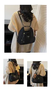 Women retro convertible backpack casual large capacity shoulder bag autumn fashion commuter handbag