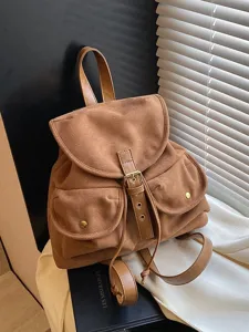 Sac à Dos Casual en Cuir PU Mat Vintage pour Femmes Grande Capacité Voyage École Bookbag Rétro Couleur Unie Daypack Quotidien