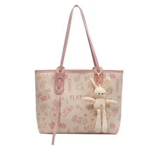 Stylish women tote bag casual graffiti shoulder bag large capacity daily commute handbag for girls