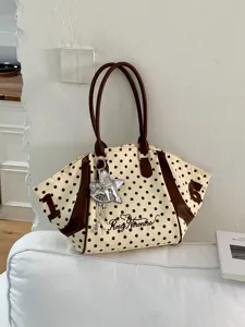 Women Trendy Polka Dot Tote Bag Large Capacity Casual Shoulder Bag Commuting Crossbody Bag Handbag Messenger Bag