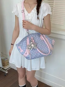 Stylish large capacity polka dot shoulder bag handbag casual tote crossbody bag for women.
