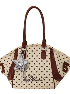 Stylish large capacity polka dot women shoulder handbag tote bag with charm main view.