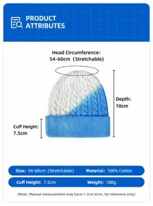 Gorro de punto degradado para invierno, cálido gorro con vuelta de canalé y ajuste elástico.
