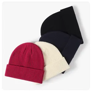 Classic ribbed knit beanie winter warm cap set multi-color soft casual daily wear hat
