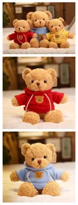 Cute plush teddy bear toy with colorful hoodie and soft stuffed doll for kids and gifts.