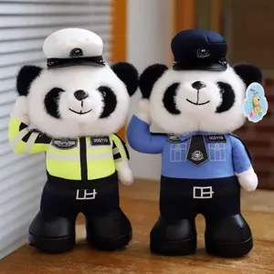 Cute Traffic Police Teddy Bear Panda Plush Toy Stuffed Animal Soft Doll Children Birthday Gift Room Decor