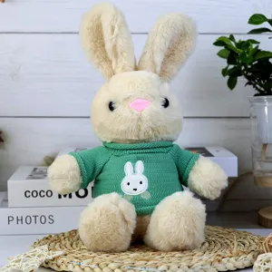 Cute dressed plush rabbit toy soft stuffed animal doll lovely gift for kids and girls