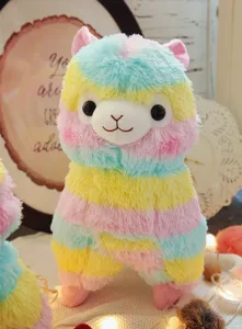 Colorful rainbow alpaca plush toy soft stuffed animal doll for lovely kids birthday gift