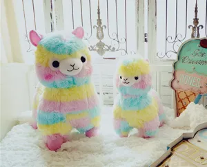 Colorful rainbow alpaca plush toy cute stuffed animal soft doll fluffy birthday gift
