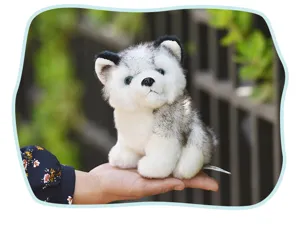 Cute simulation husky plush toy, soft stuffed puppy doll, perfect gift for children and lovers.