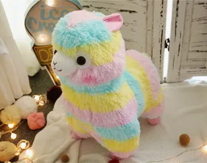 Rainbow Alpaca Plush Toy Cute Colorful Striped Stuffed Animal Soft Doll Gift Claw Machine