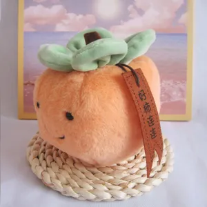 Simpatico peluche caco morbida bambola di frutta imbottita con etichetta decorazione.