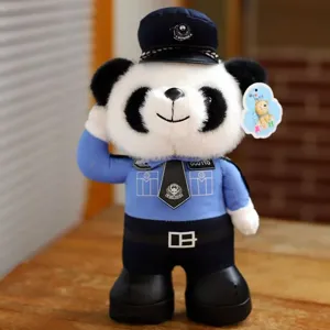 Cute traffic police bear plush toy officer doll soft stuffed animal gift for kids and collectors