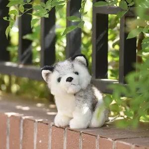 Realistic husky plush toy, cute stuffed puppy doll for kids, soft animal toy main photo.