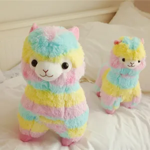 Colorful Rainbow Alpaca Plush Toy Cute Striped Sheep Stuffed Animal Soft Doll Cartoon Animal Toy Gift For Kids