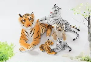 Ensemble de peluches tigres réalistes, douces poupées d'animaux sauvages en peluche pour enfants.