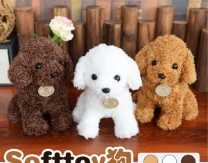 Peluche caniche boucle moelleux animal en peluche simulation chien poupee cadeau