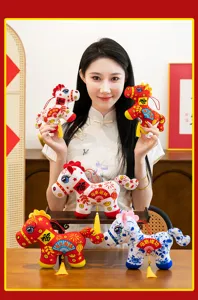 Chinese New Year plush horse mascot toy pendant traditional lucky zodiac decor gift for holiday