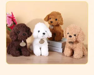 Cute simulation poodle plush toy doll, fluffy puppy stuffed animal for kids and gifts.