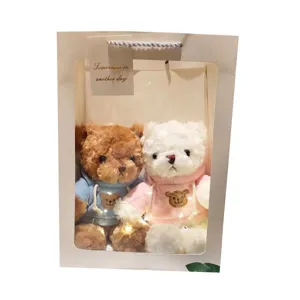 Bonita caja de regalo de juguete de peluche de oso con luces LED regalo romántico para novia