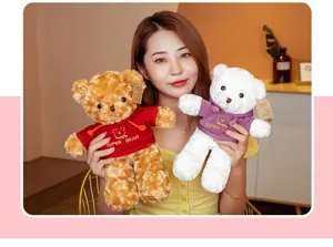 Cute hoodie teddy bear plush toy soft stuffed animal doll gift for kids and doll machines