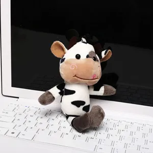 Cute cow plush toy keychain, stuffed animal doll bag charm, lovely gift for women.